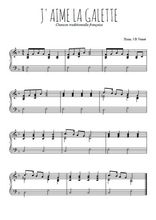 Téléchargez l'arrangement pour piano de la partition de Traditionnel-J-aime-la-galette en PDF, niveau moyen